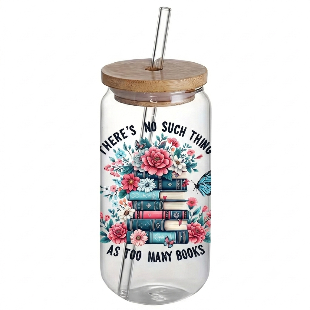 Glass Tumbler with Bamboo lid & Straw