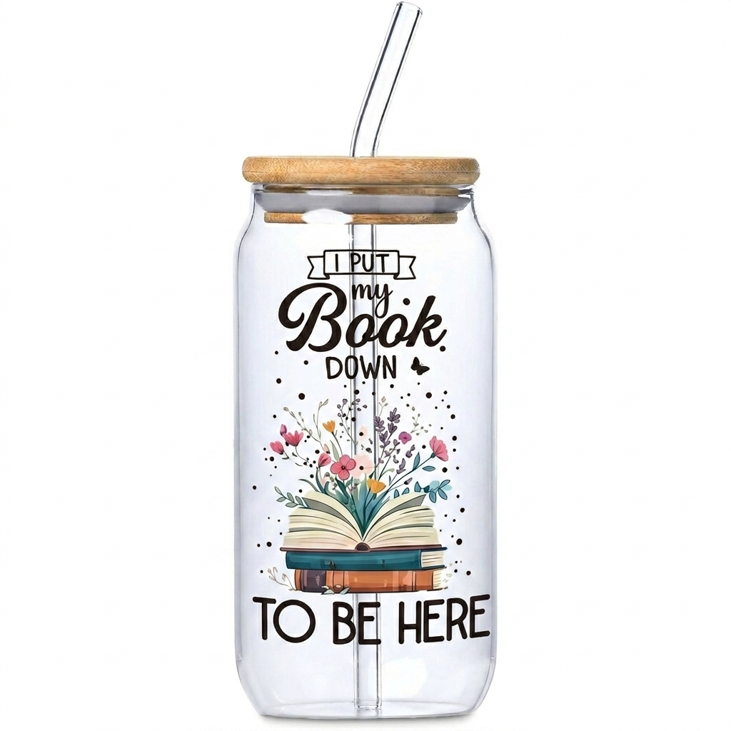 Glass Tumbler with Bamboo lid & Straw