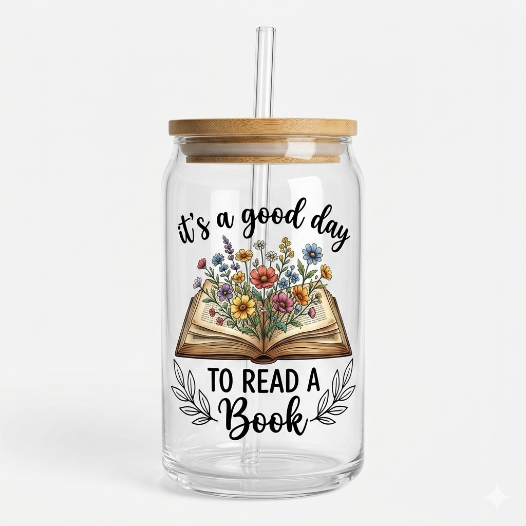 Glass Tumbler with Bamboo lid & Straw