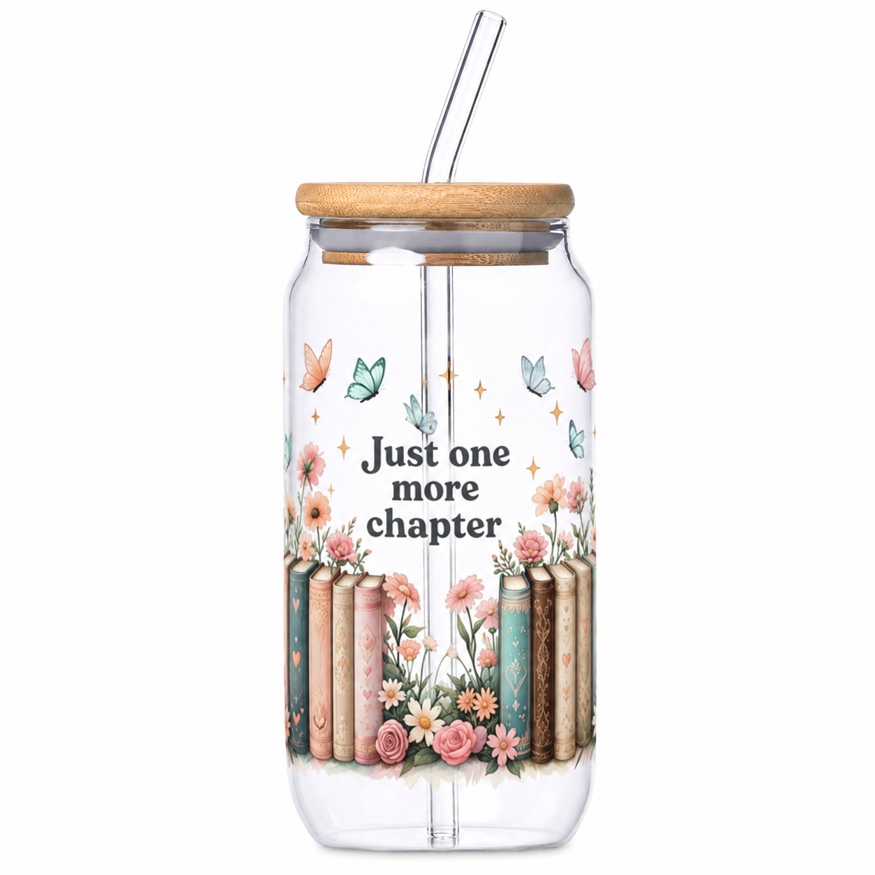 Glass Tumbler with Bamboo lid & Straw