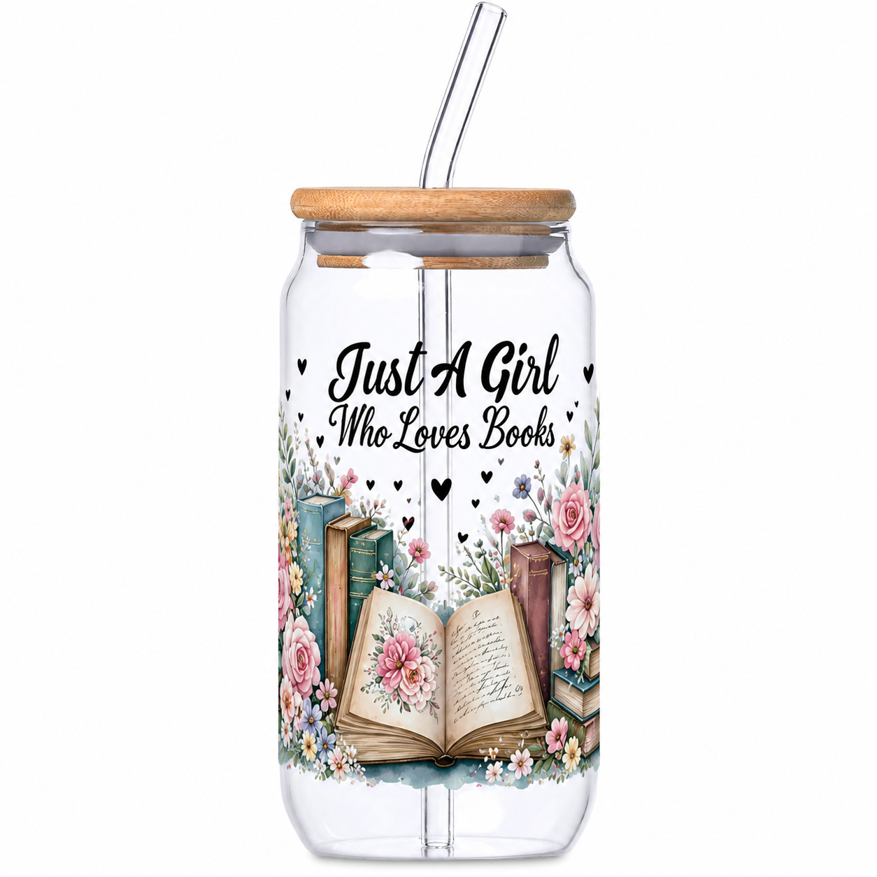 Glass Tumbler with Bamboo lid & Straw