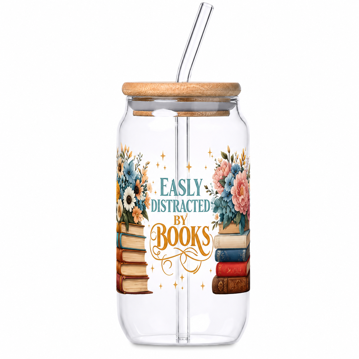 Glass Tumbler with Bamboo lid & Straw