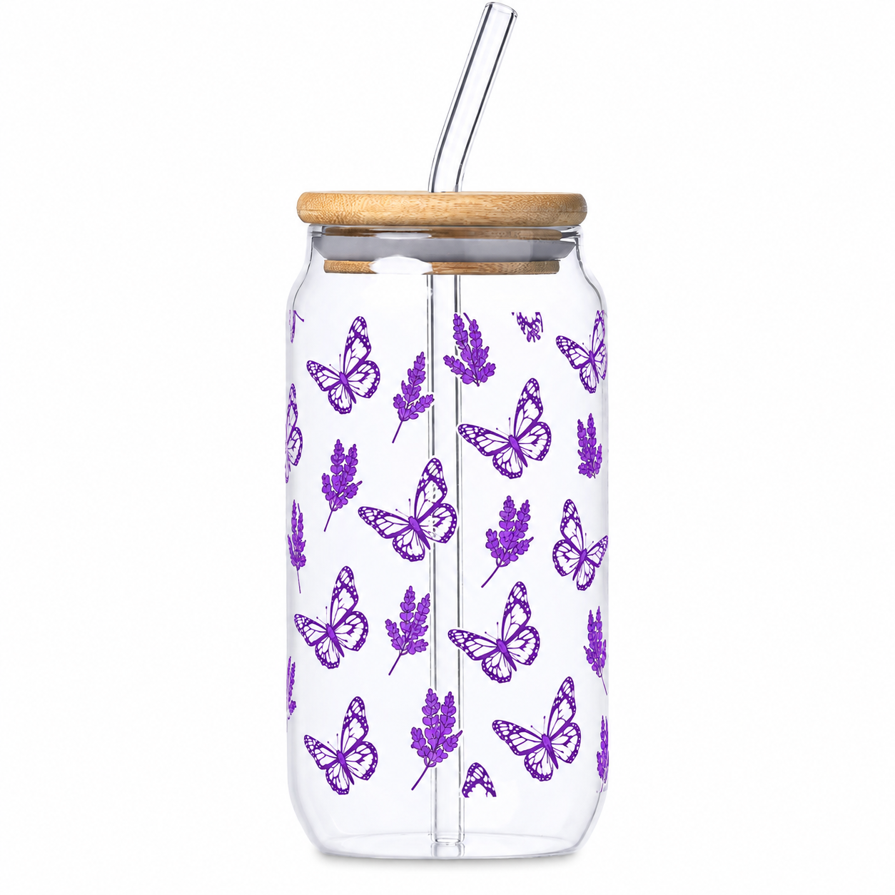 Glass Tumbler with Bamboo lid & Straw