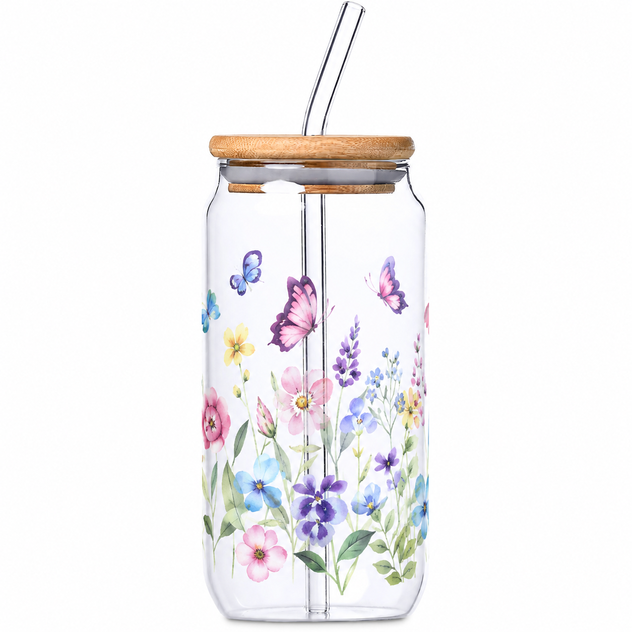 Glass Tumbler with Bamboo lid & Straw