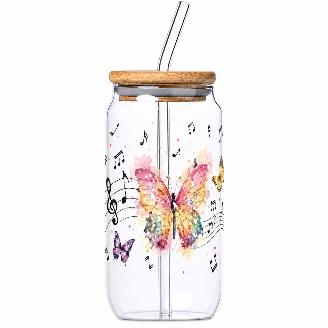 Glass Tumbler with Bamboo lid & Straw