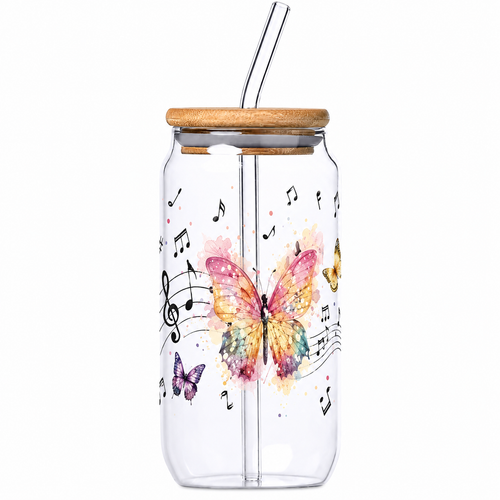 Glass Tumbler with Bamboo lid & Straw