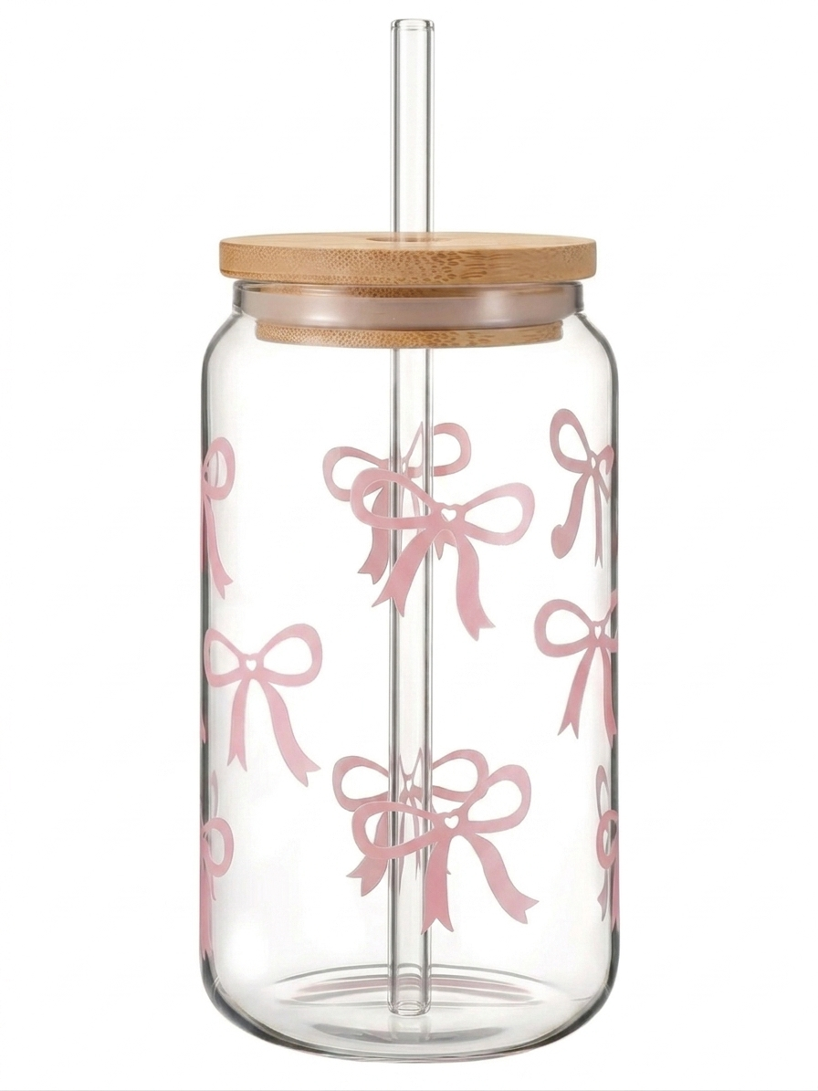 Glass Tumbler with Bamboo lid & Straw